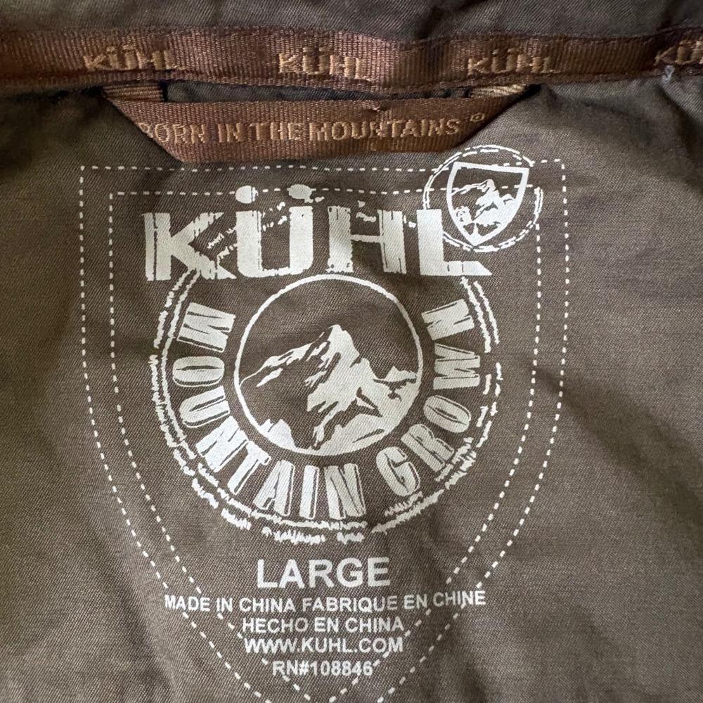Kuhl Mens Hooded Field Jacket Brown Waxed Cotton Blend Utility Workwear Coat L - Picture 2 of 16